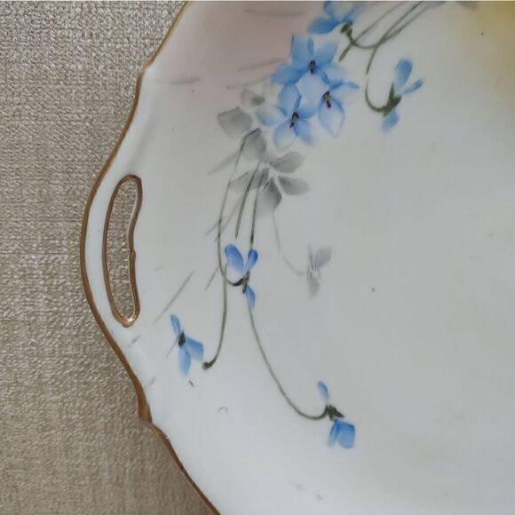 Nippon Hand Painted Floral Serving Plate with Handles Gold Trim Antique - Picture 8 of 11